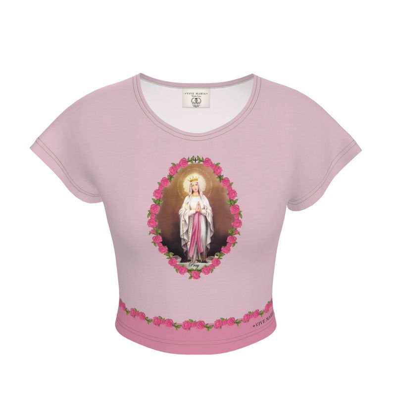 + VIVE MARIA + Pink Holy Mary Crop Shirt
