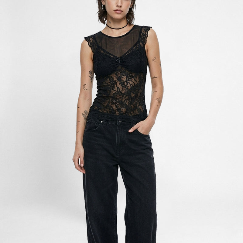 Black Lace Top One of One, Size S