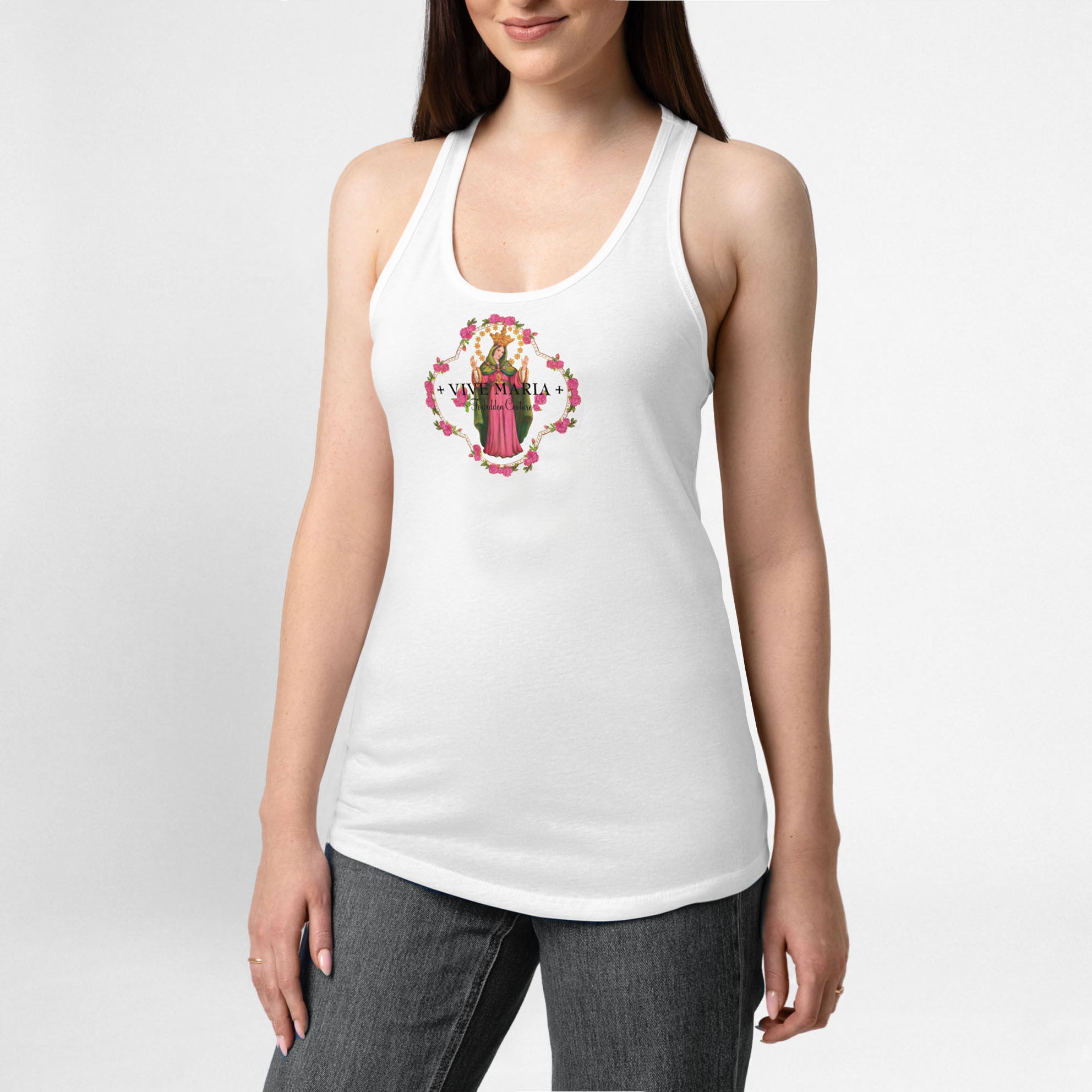 Fancy Maria racerback tank top white