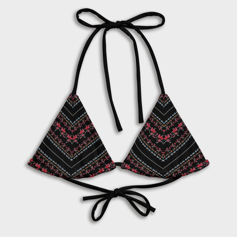 Flower Stripes Bikini Top