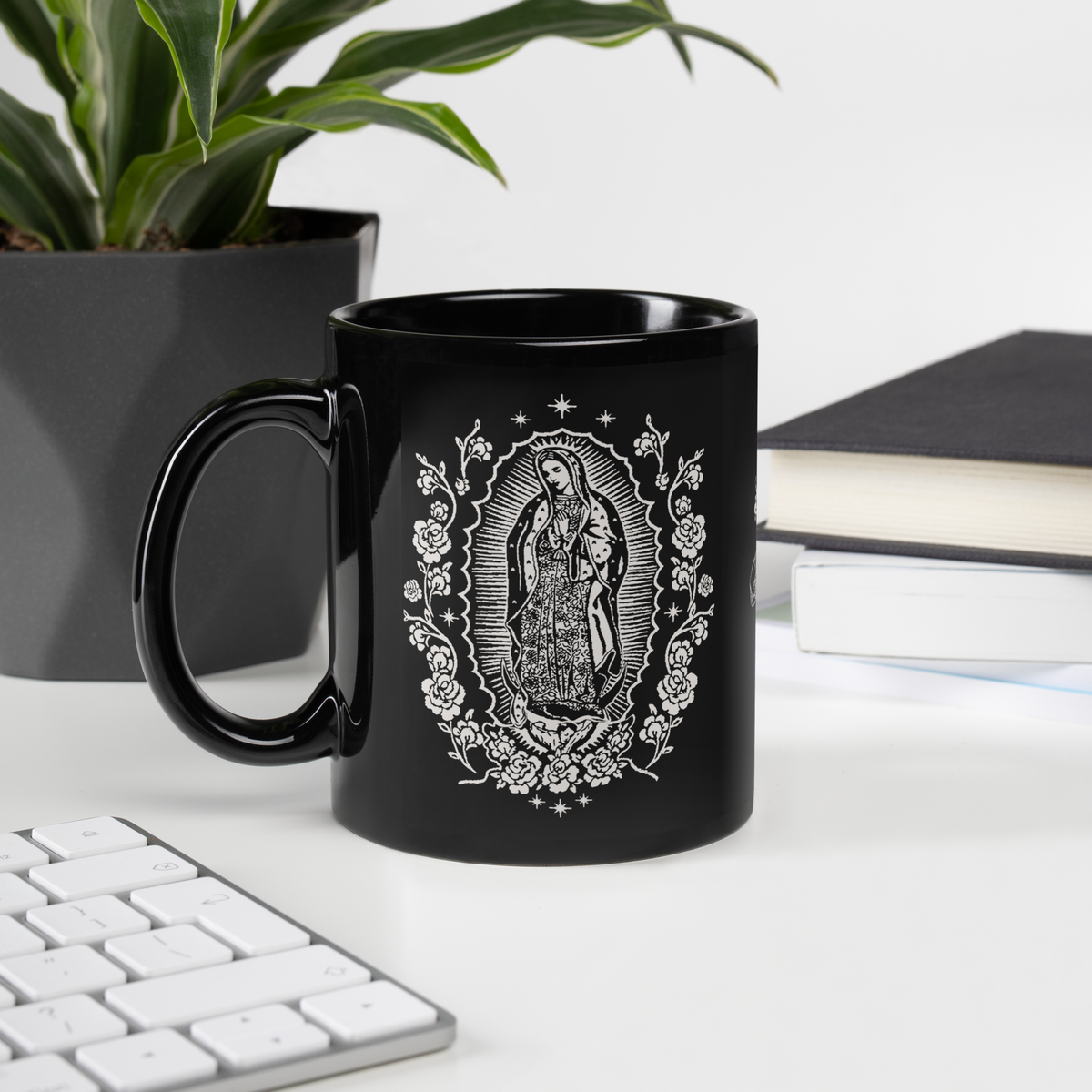 Holy Coffee Black Glossy Mug