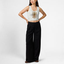 Holy Mary printed Lace crop top