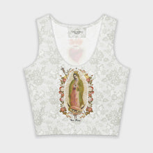 Holy Mary printed Lace crop top