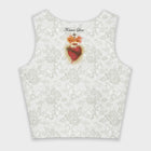 Holy Mary printed Lace crop top