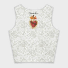 Holy Mary printed Lace crop top