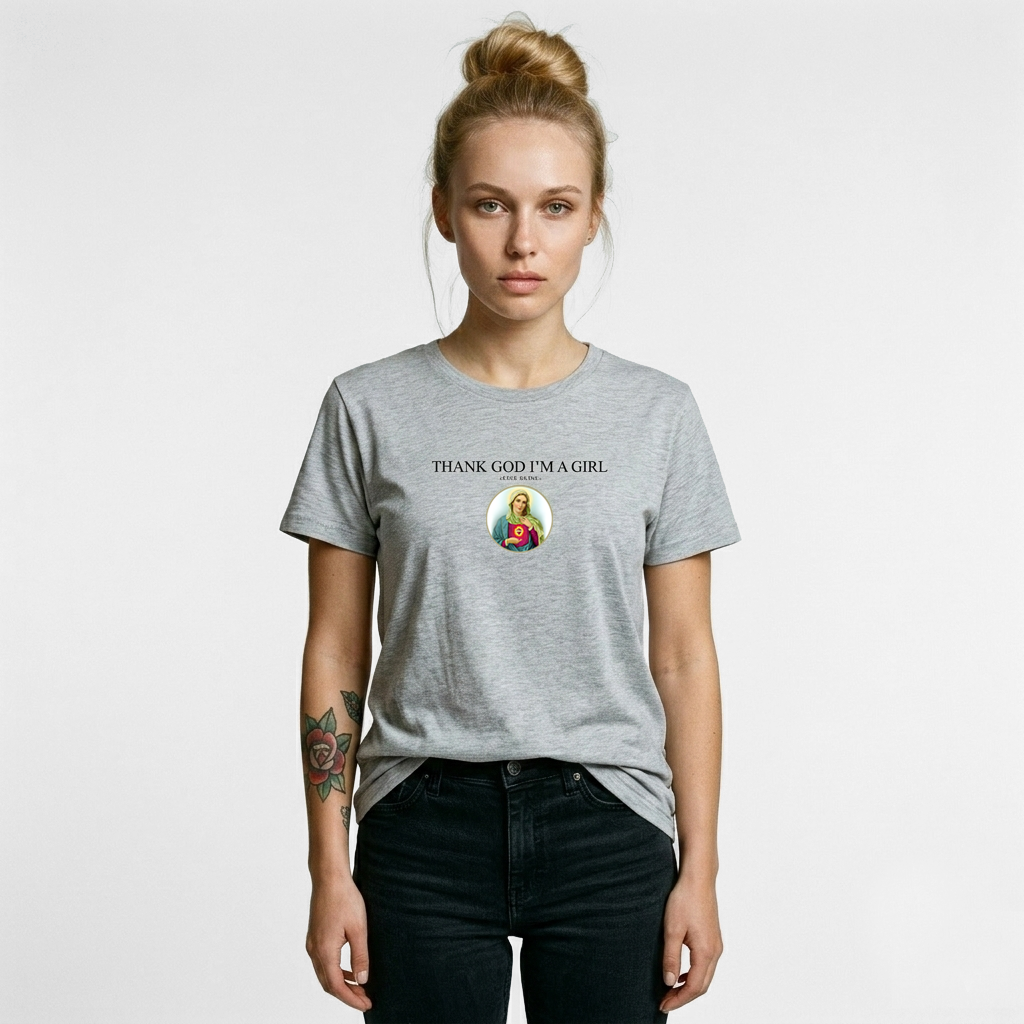 Thank God Girl basic shirt gray