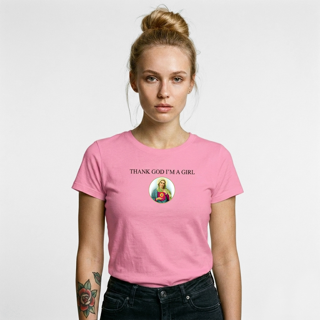 Thank God Girl basic shirt pink