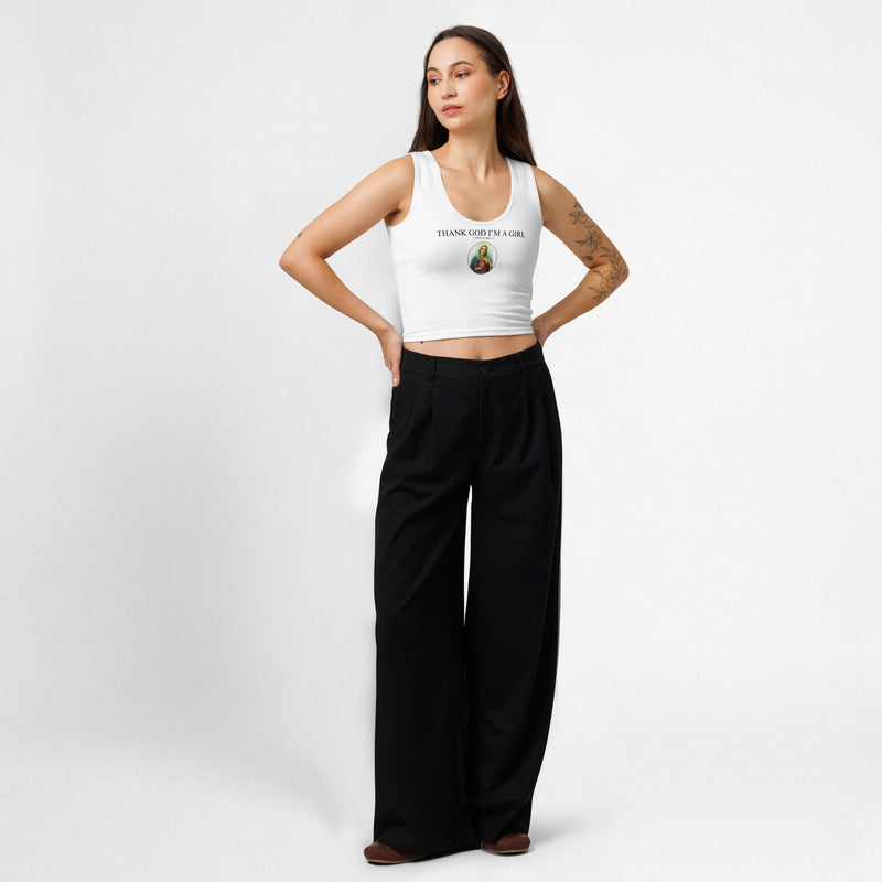 Thank God Girl crop top white