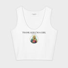 Thank God Girl crop top white