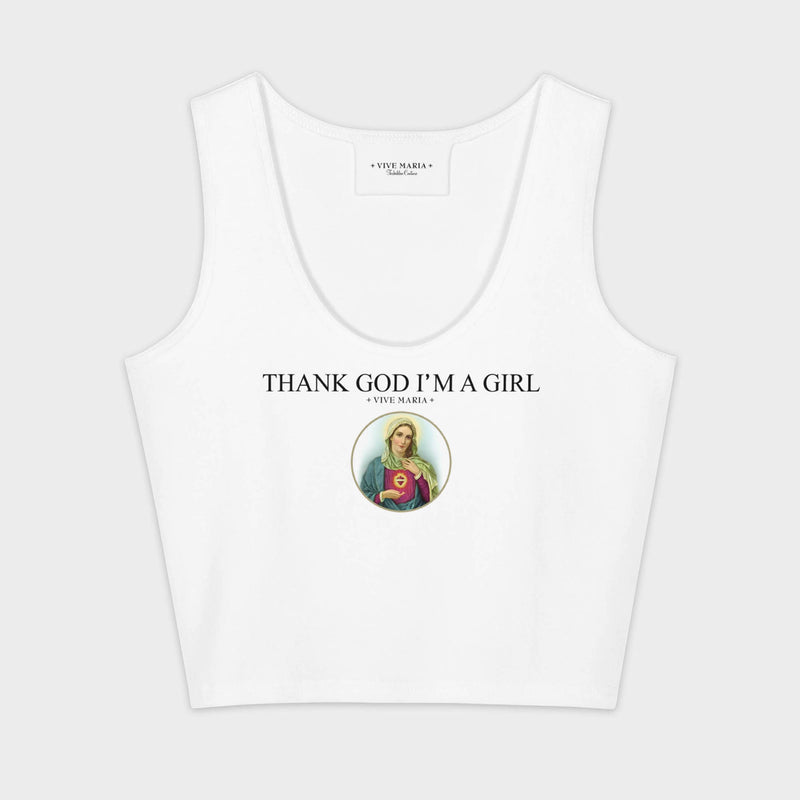 Thank God Girl crop top white