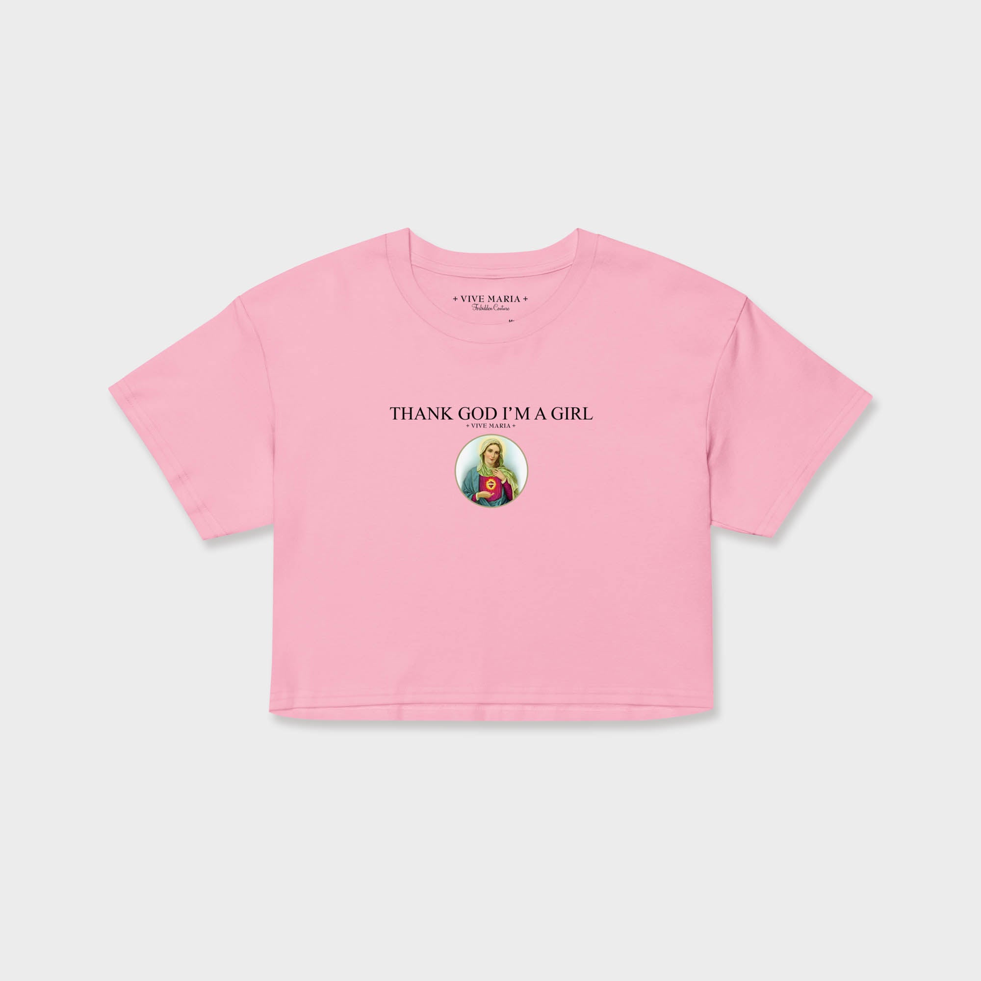 Thank God Girl crop shirt pink