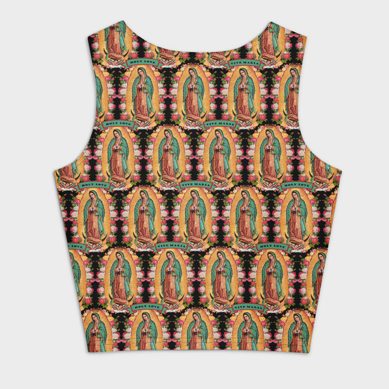 Virgen de Guadalupe crop top allover