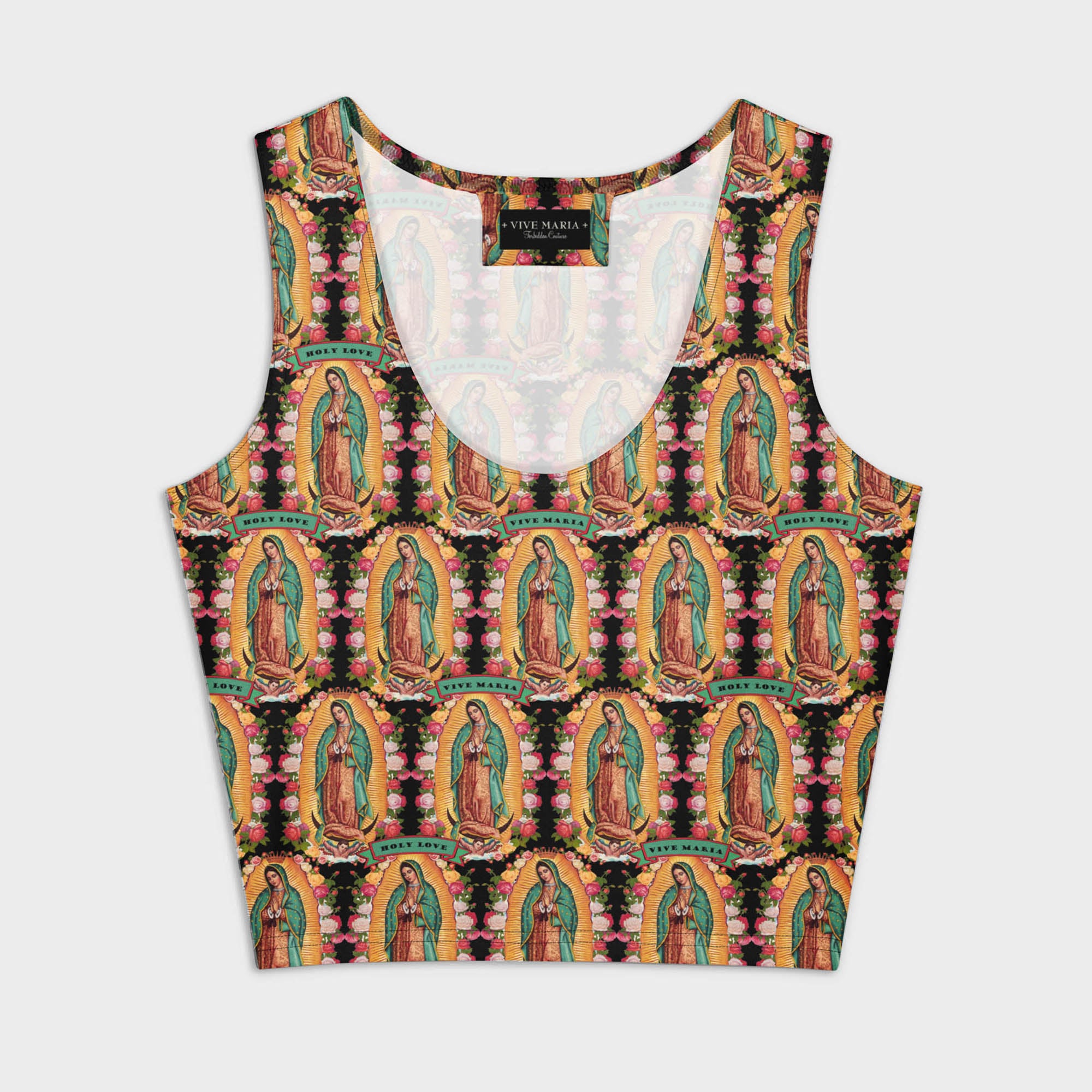 Virgen de Guadalupe crop top allover