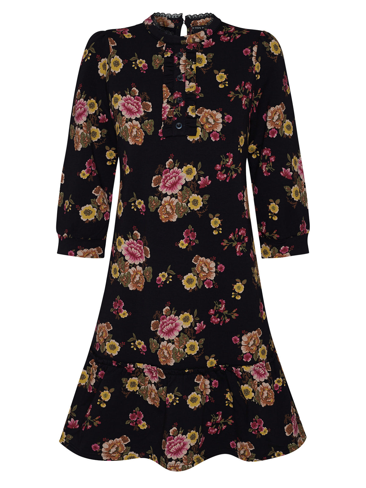 Vive Maria Barock Love Damen A-Linien-Kleid schwarz allover