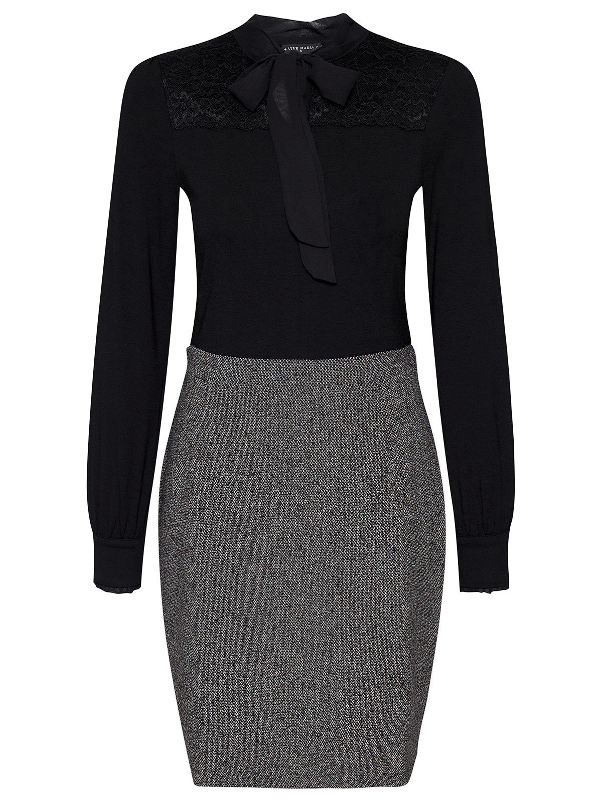 Vive Maria Cottage Love Damen Blusenkleid grau meliert/schwarz