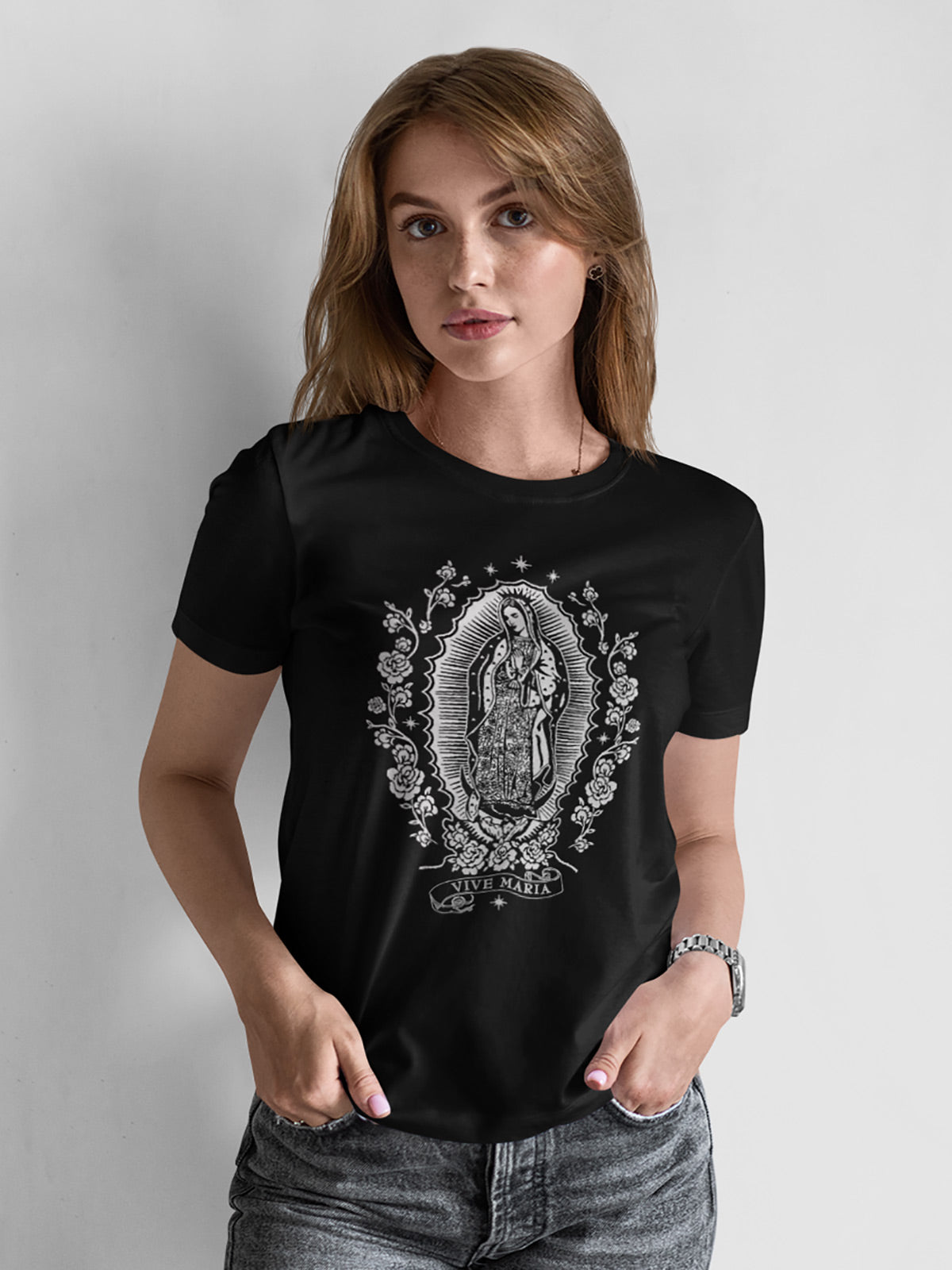 Vive Maria Holy Virgin Damen T-Shirt schwarz
