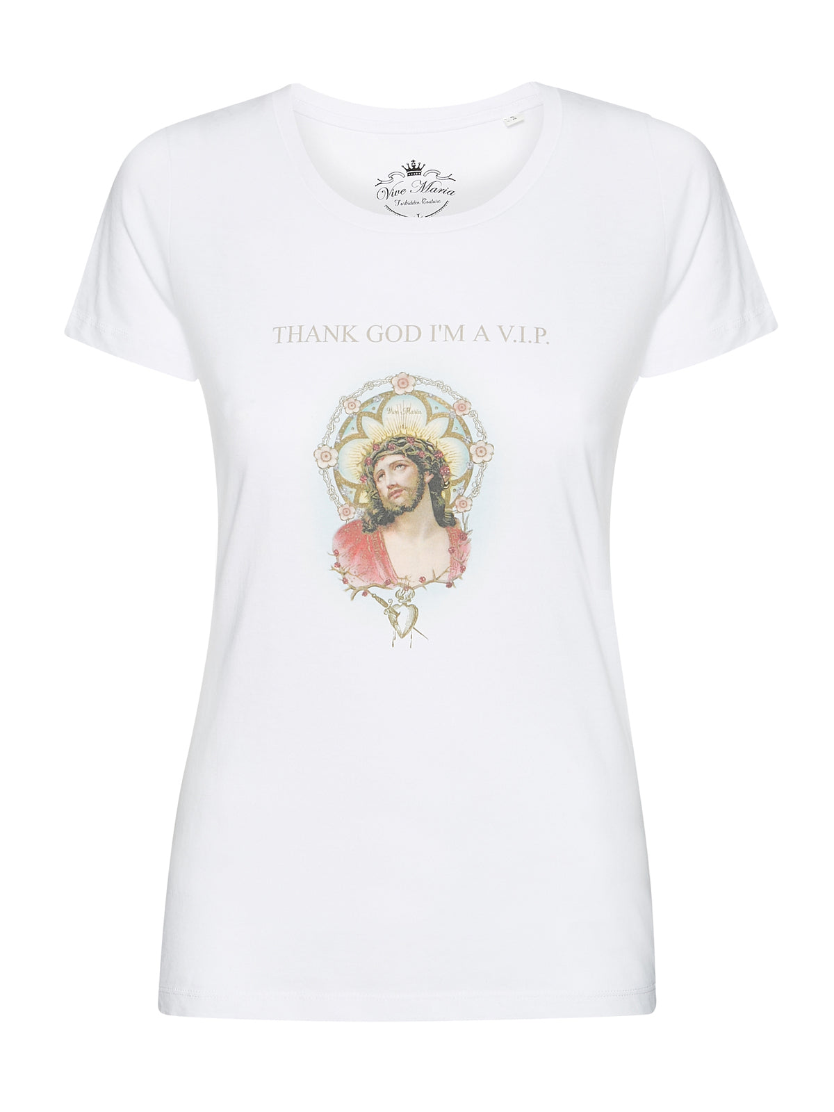 Vive Maria Thank God Jesus Damen T-Shirt weiss